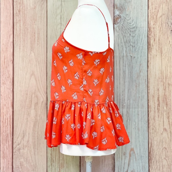 ‼️CLEARANCE SALE‼️ Women’s Old Navy Orange Floral Print Ruffle Cropped Tank Top - Picture 4 of 9